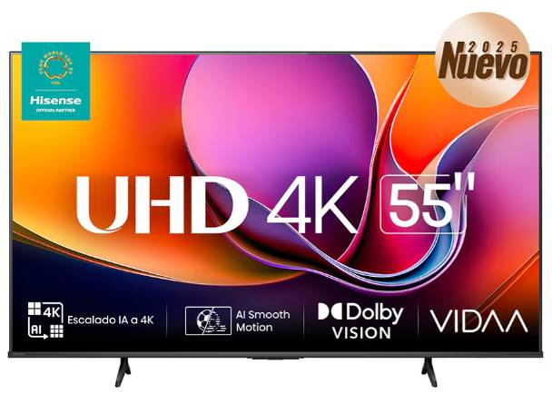 Televisor Hisense 55A65NV - 55 pulgadas, LED 4K UHD, 3840 x 2160 Pixeles, VIDAA SMART TV Televisor Hisense 55A65NV - 55 pulgadas, LED 4K UHD, 3840 x 2160 Pixeles, VIDAA SMART TV